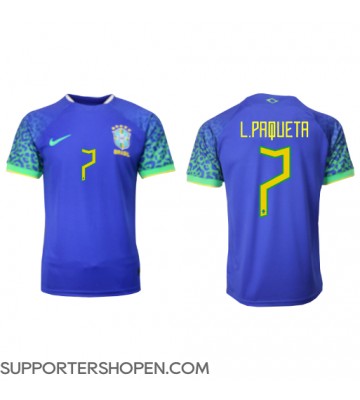 Brasilien Lucas Paqueta #7 Borta Matchtröja VM 2022 Kortärmad